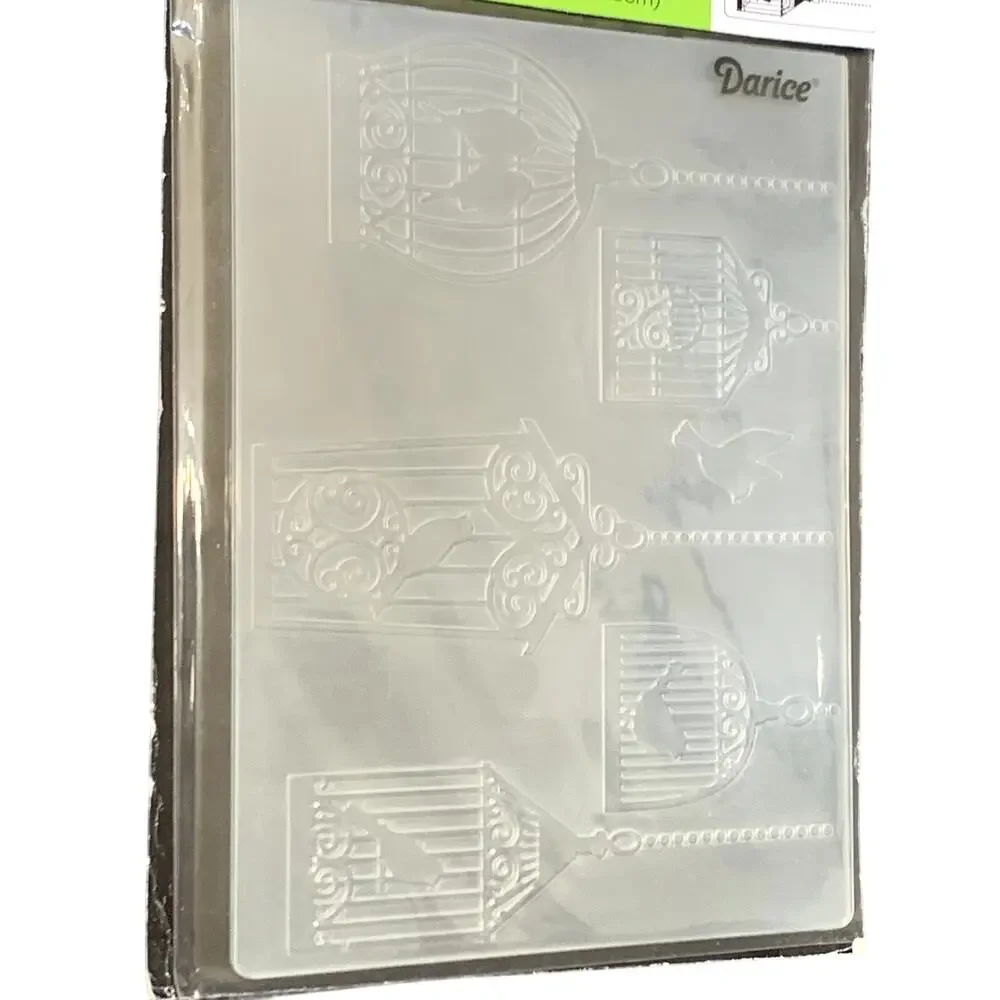 Darice Embossing Essentials Folder 3 Bulk Bird Cages Swirly Flowers New Sealed
